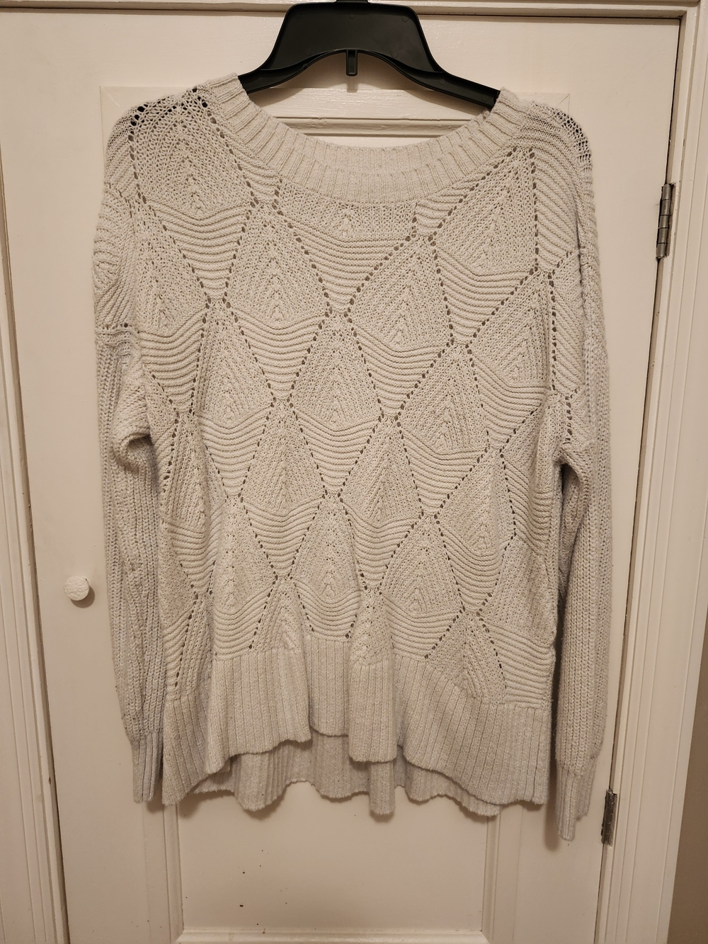 Sonoma Cream Diamond-Pattern Crewneck Sweater